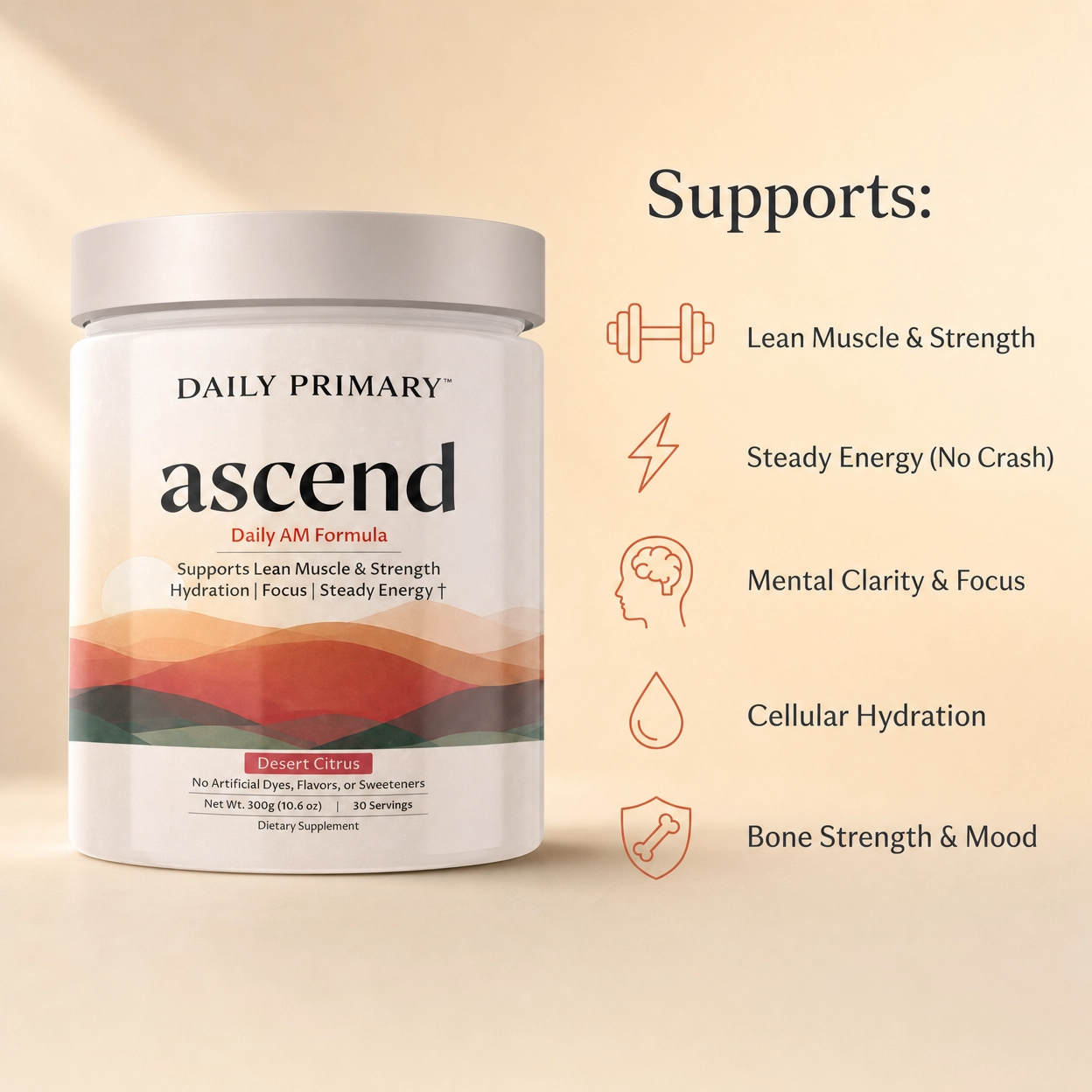 Ascend AM Formula Daily Support Powder Flavor Desert Citrus (Natural)